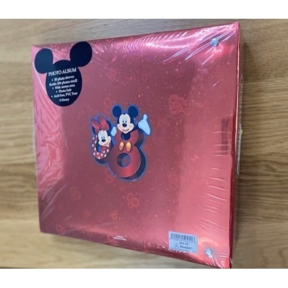 Disneyland Photo Album 2008 Red Mickey Friends New 200 Photos Metallic Frame